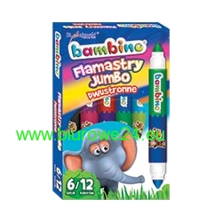 FLAMASTRY DWUSTRONNE JUMBO 12 KOLORÓW BAMBINO